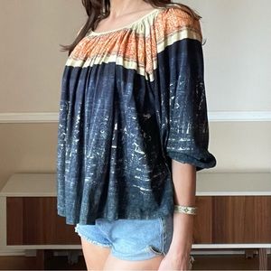 Mes Demosielles Maeva Top, Oversized, Indigo, Linen Blend, Long Sleeves, Medium